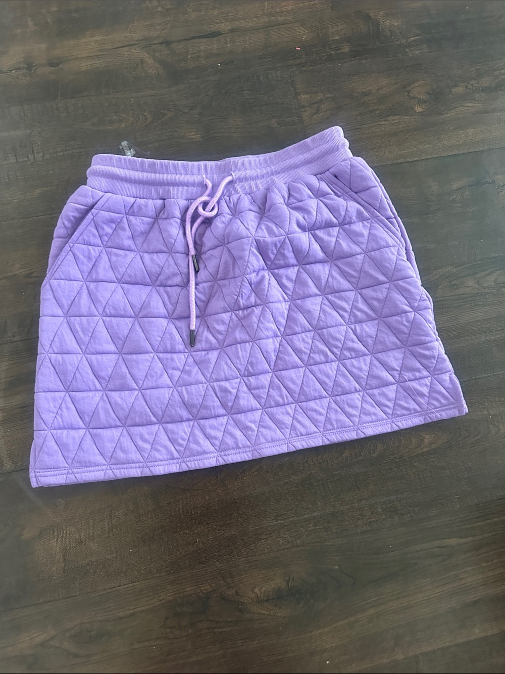 entro Quilted Drawstring Mini Skirt in Lavender Purple
